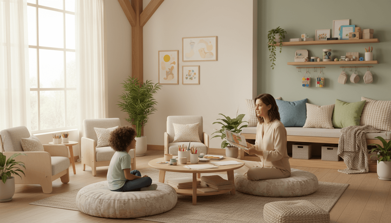 Child therapy session in supportive setting